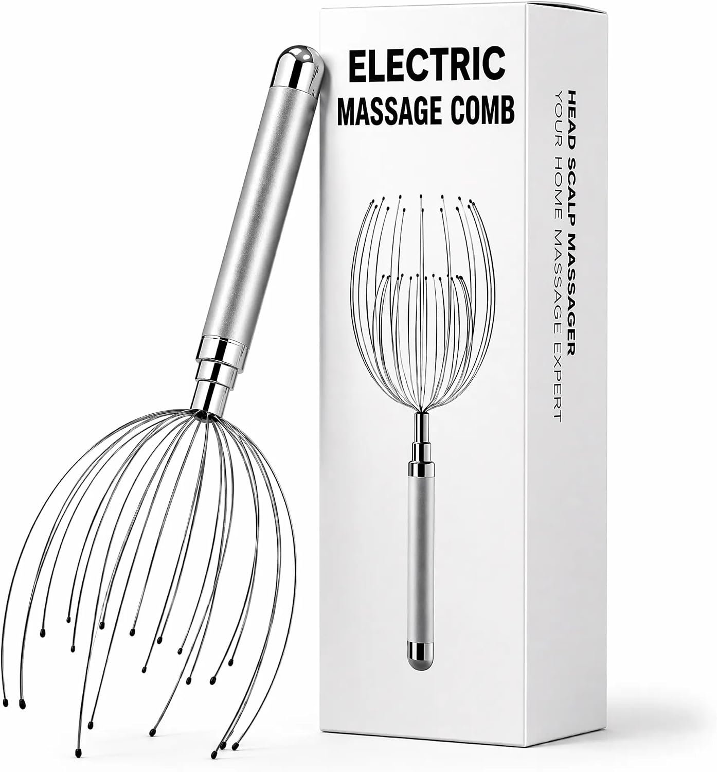 Winyoung Head Massager Scalp, Electric Scalp Massager with 20 Metal Fingers – Head Scratcher & Hair Massage Tool, Waterproof Head Massage for Stress Relief, Stocking Stuffers Gift for Women & Men