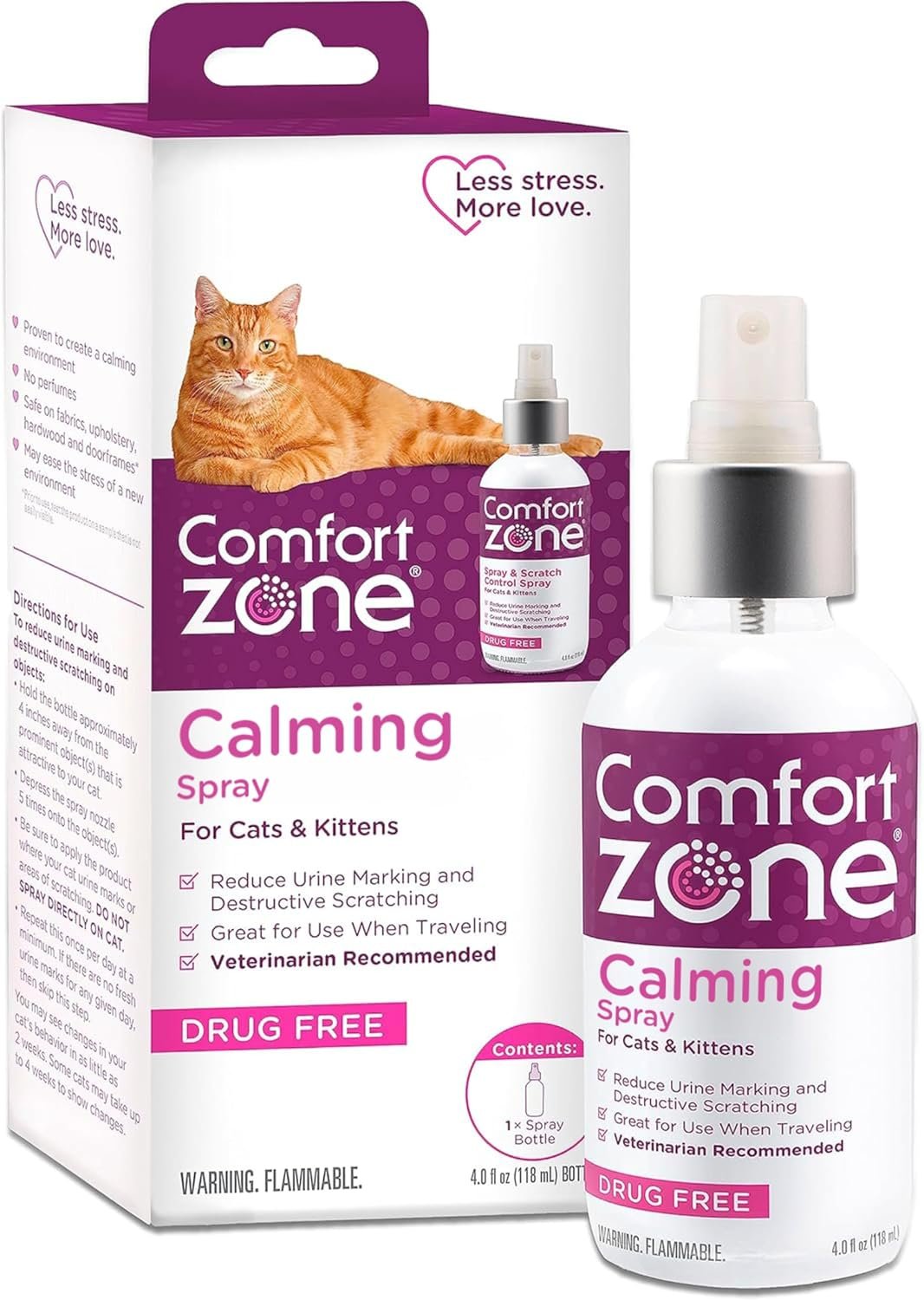 Comfort Zone Cat Calming Spray for kittens & cats, 118 mL, Value Size