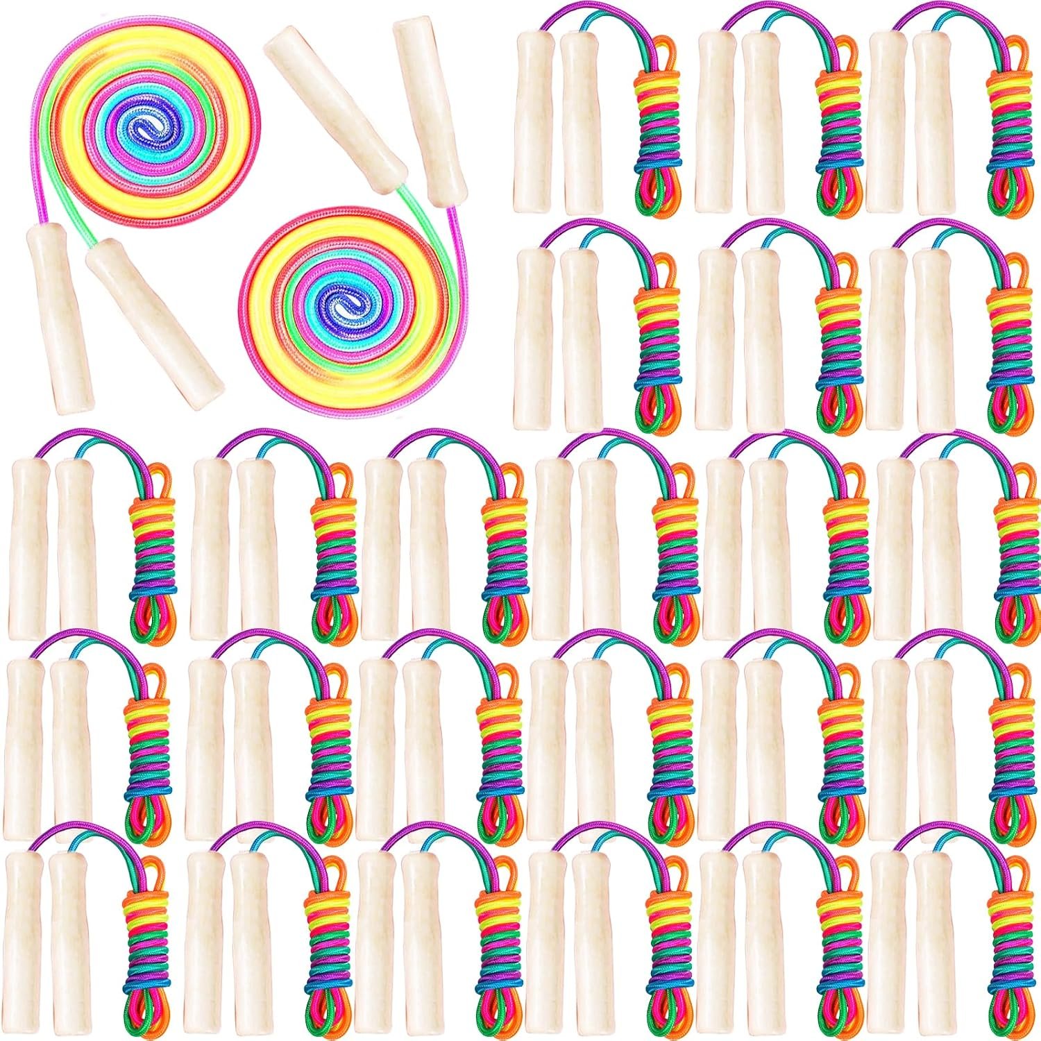 24 Pcs Rainbow Jump Rope 8.53 ft Cotton Adjustable Skipping Rope