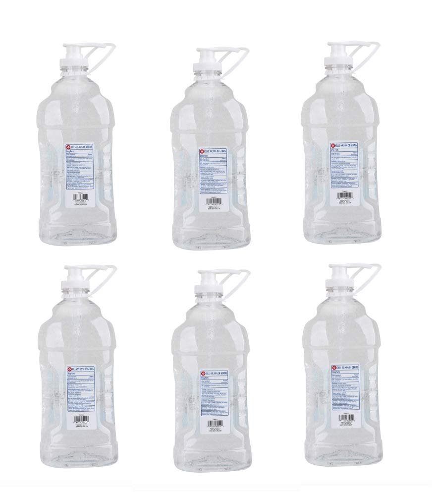 Wish Hand Sanitizer 67.6oz (6-Pack) with Vitamin E, Pump And Carry Handle- 62% Ethyl Alchol-(6-Pack)