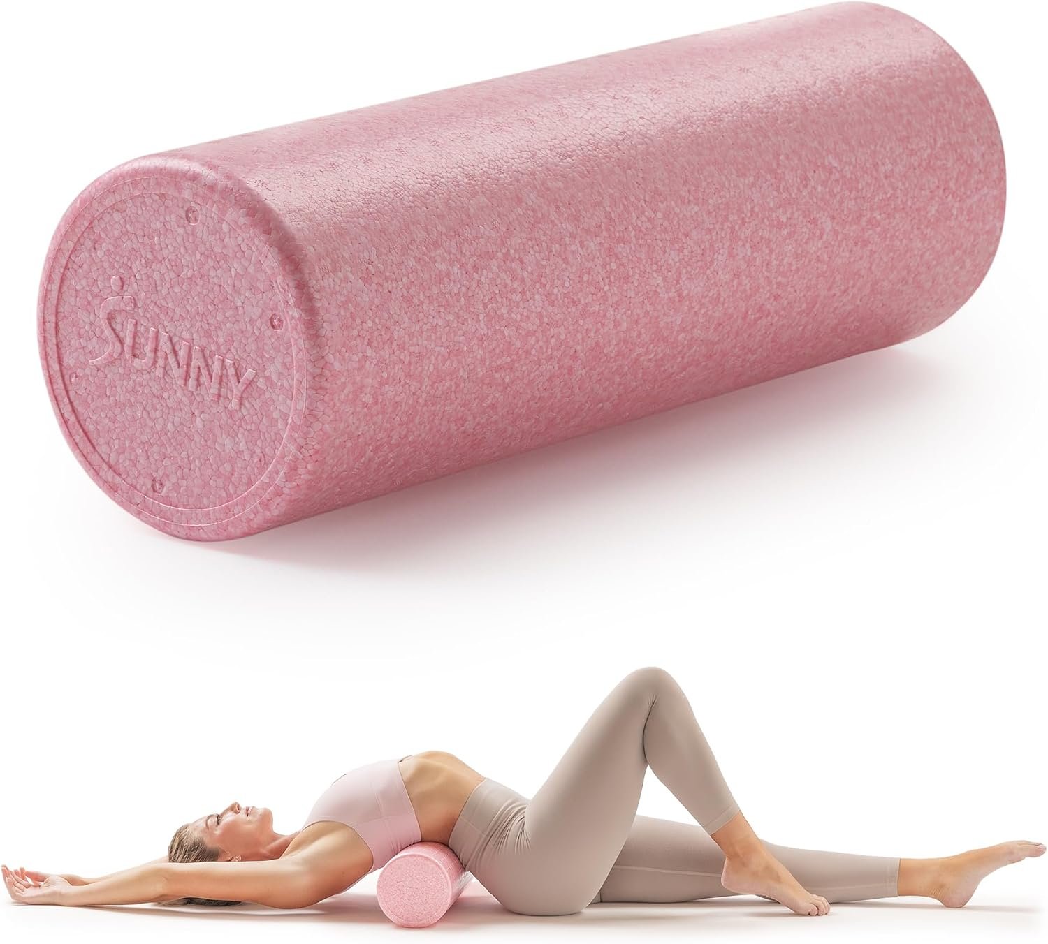 Sunny Health & Fitness 36″ Pink High-Density Yoga Foam Roller