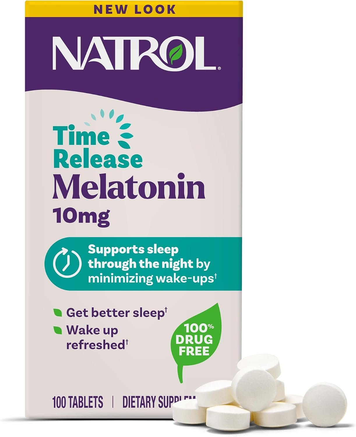 Natrol Melatonin 10 mg Time Release, Nighttime Sleep Aid, 100 Tablets