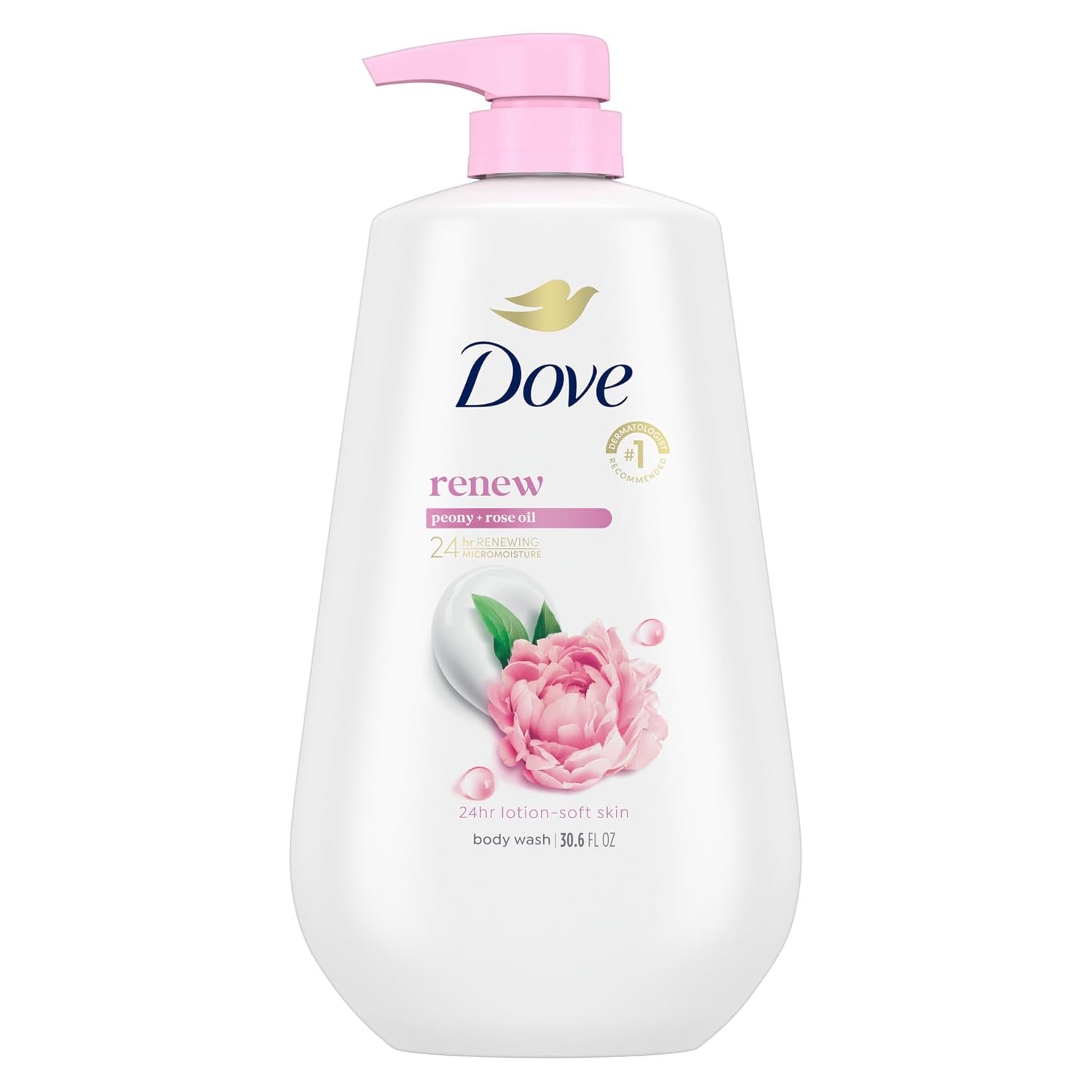 Dove 24hr Renew Lotion Body Wash MicroMoisture, Peony & Rose Oil, 30.6 oz