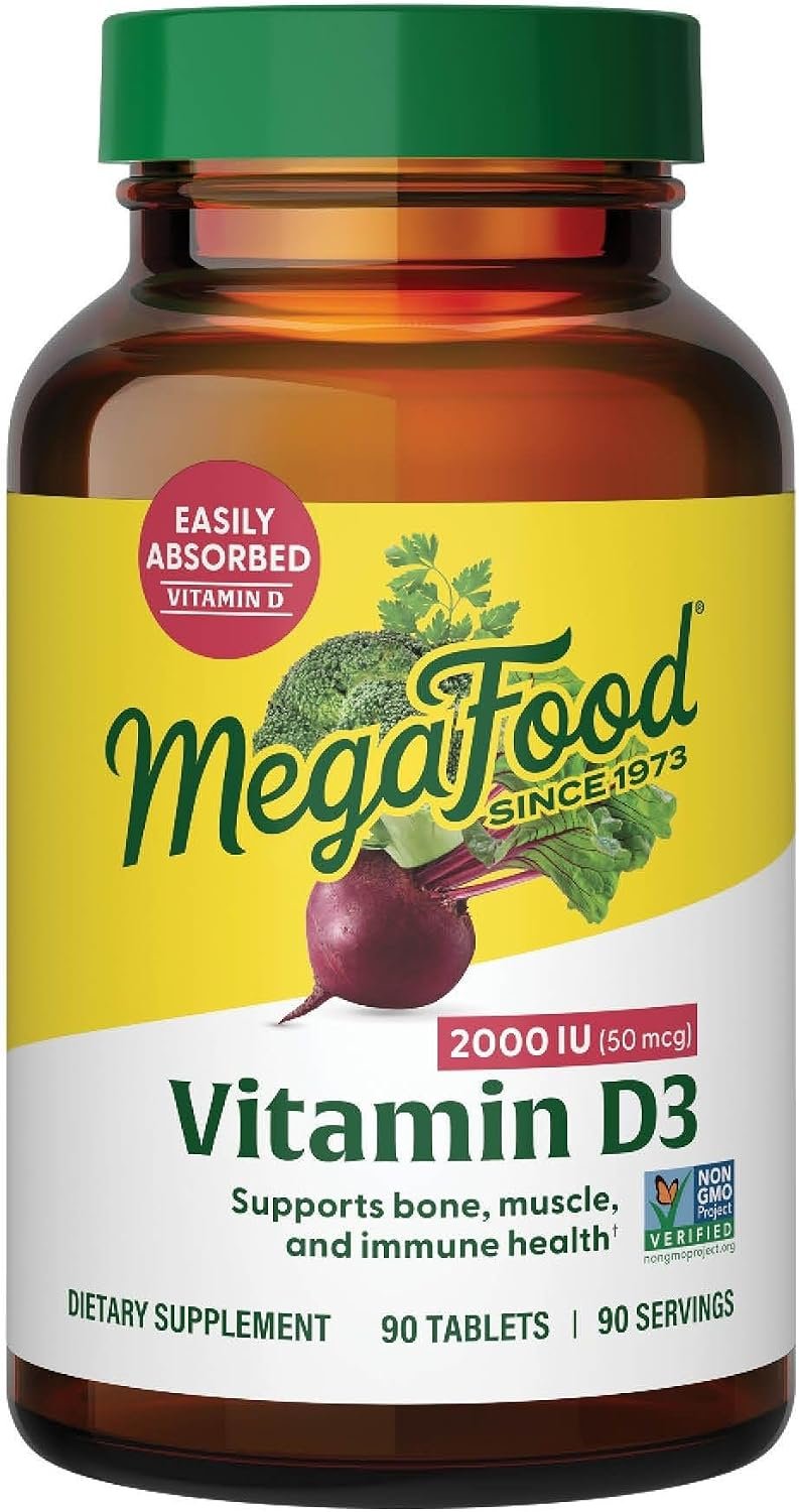 MegaFood Vitamin D3 2000 IU (50 mcg), Bone & Immune Health, 90 Tablets
