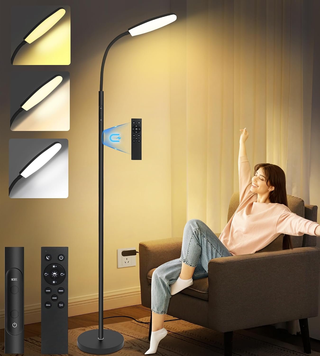LanSuper 10000 Lux Light Therapy Happy Lamp, UV-Free Sunlight Floor Lamp