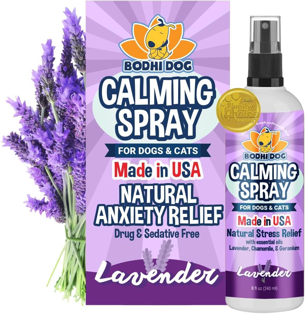 Bodhi Dog Calming Spray for Dogs & Cats – Natural Dog Anxiety Relief for Travel, Fireworks & Vet – Cat Calming Spray & Detangler with Lavender – Made in USA (8 oz)