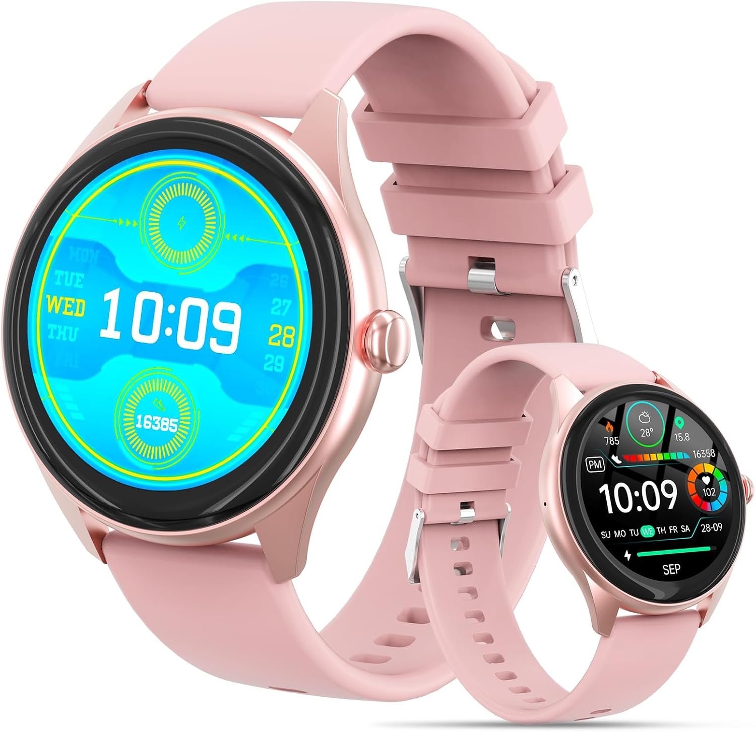 Smart Watch for Women, 1.39″ HD Touchscreen Smartwatch with 120 Sports Modes, Fitness Watch for iPhone/Android (Pink)
