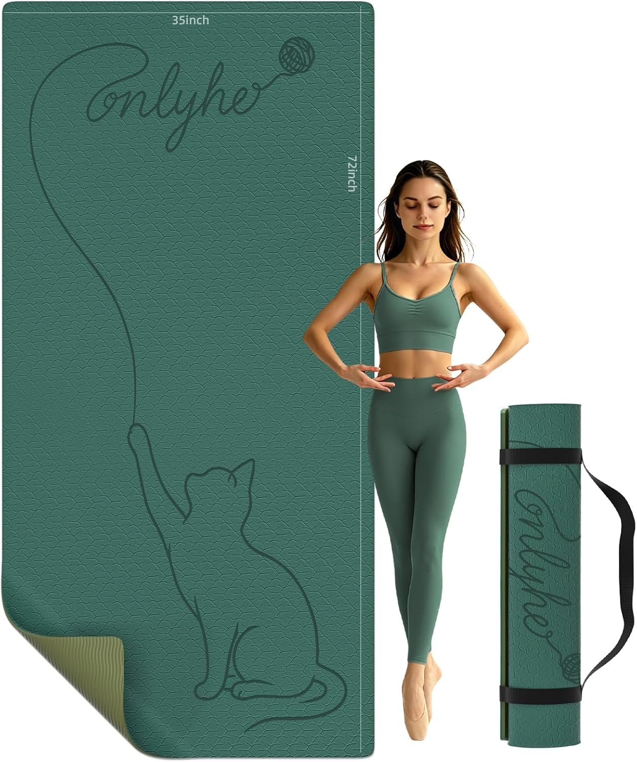 Extra Large Yoga Mat 10mm Thick, Wide & Long Non Slip Floor Mat, Tear Resistant Exercise Mat for Indoor Home Workouts, Pilates & Gym, Suitable for Men and Women(72″x35″)
