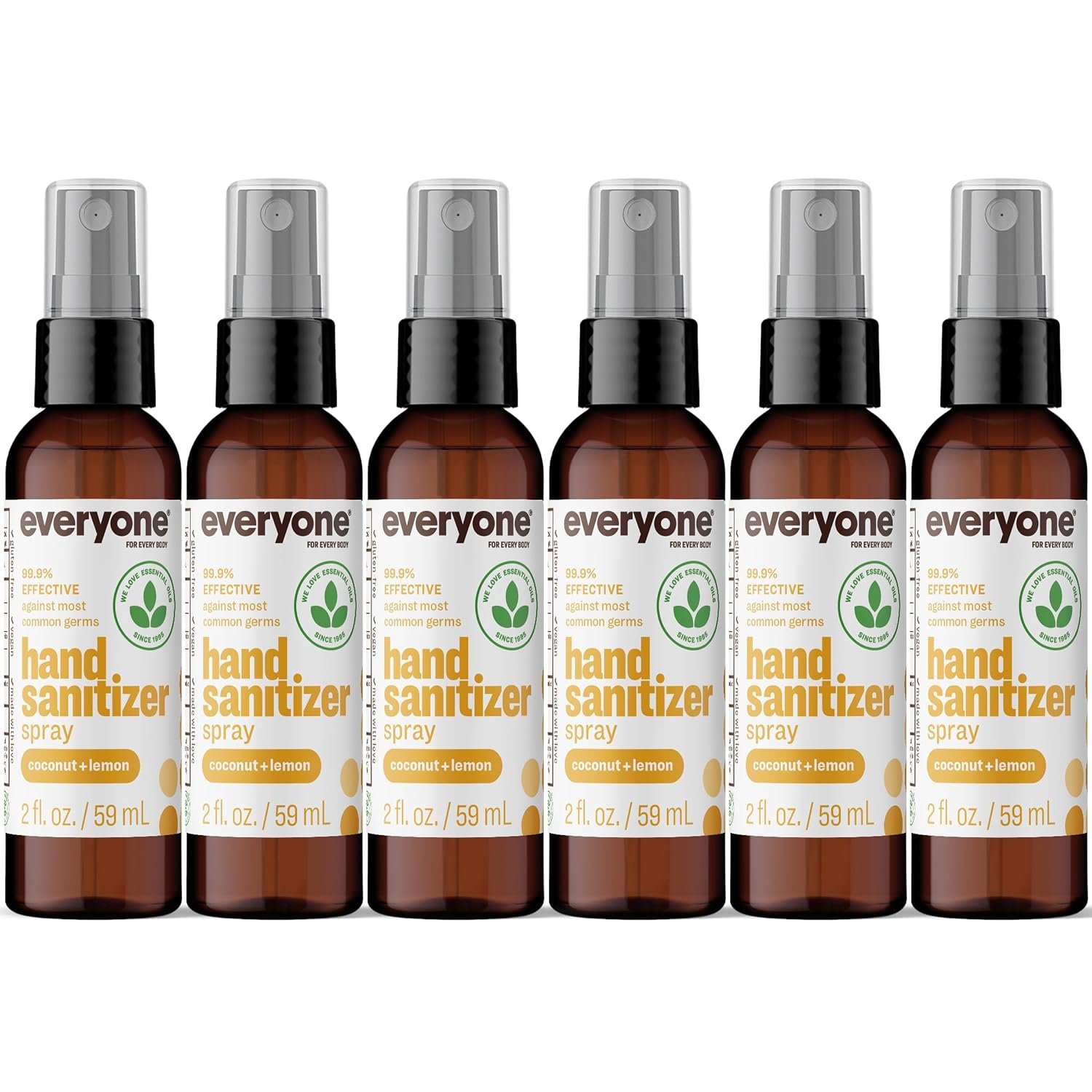 Everyone Hand Sanitizer Spray, Coconut Lemon, 2 oz 6-Pack