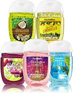 Bath and Body Works Anti-Bacterial Hand Gel 5-Pack PocketBac Sanitizers, Assorted Scents, 1 fl oz each