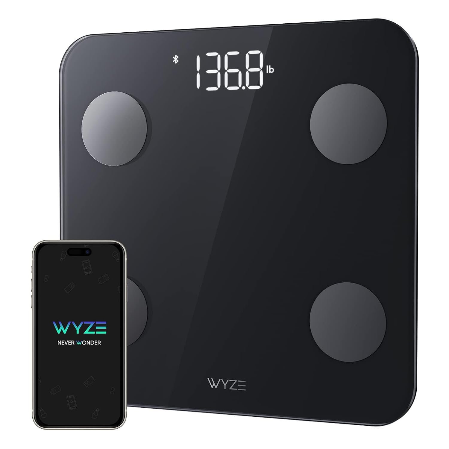 Wyze Scale S Smart Scale for Body Weight, BMI & Body Fat, 400 lbs, Black