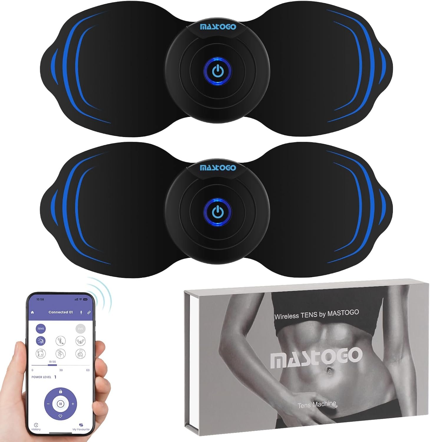 MASTOGO 12 Modes Wireless TENS Unit Muscle Stimulator for Pain Relief