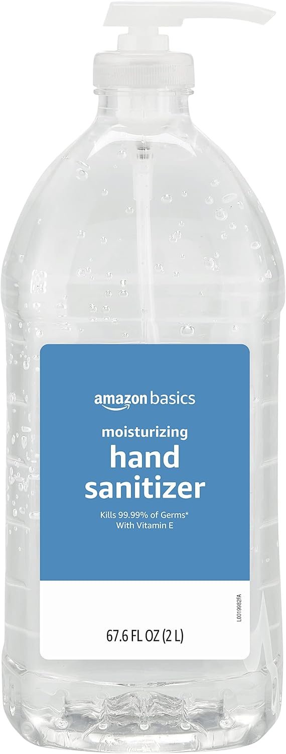 Amazon Basics Hand Sanitizer, Original Scent, Contains 62% Ethyl Alcohol, Moisturizing Formula, 67.60 fl oz, Pack of 1 (Previously Solimo)