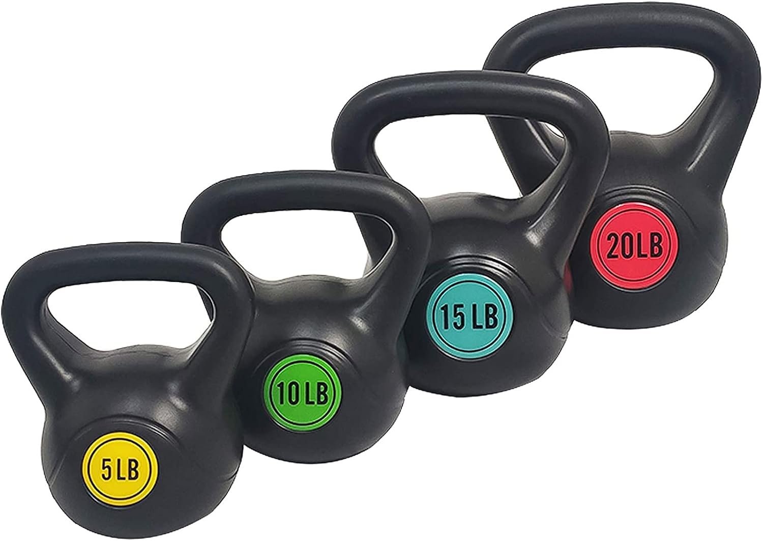 BalanceFrom Vinyl Kettlebell Set, 30/45/50/75 Pound Options – Cement-Filled Strength Training Weights with Ergonomic Grip and Color Coding for Full Body Fitness at Home or Gym