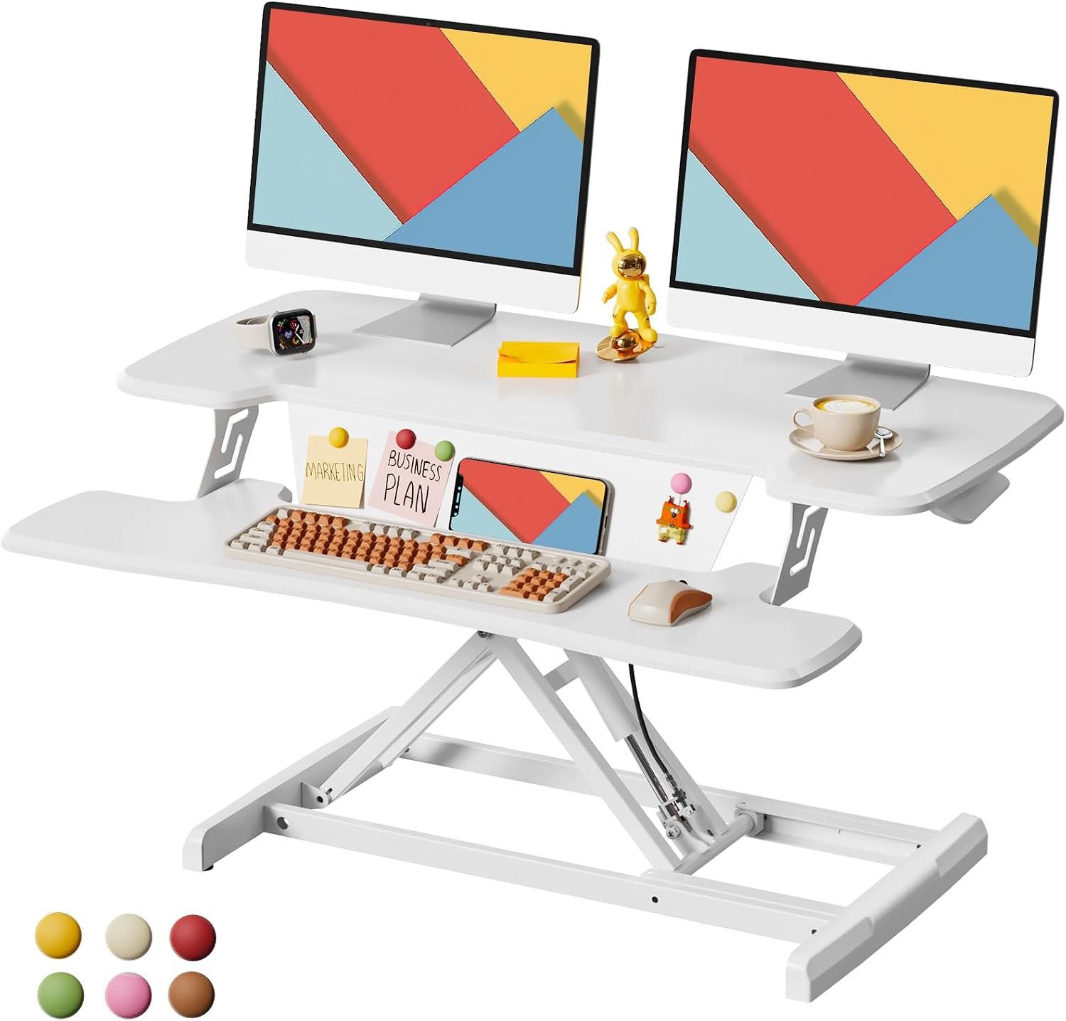 JOY worker Standing Desk Converter, 35″ Height Adjustable Desk Riser, White