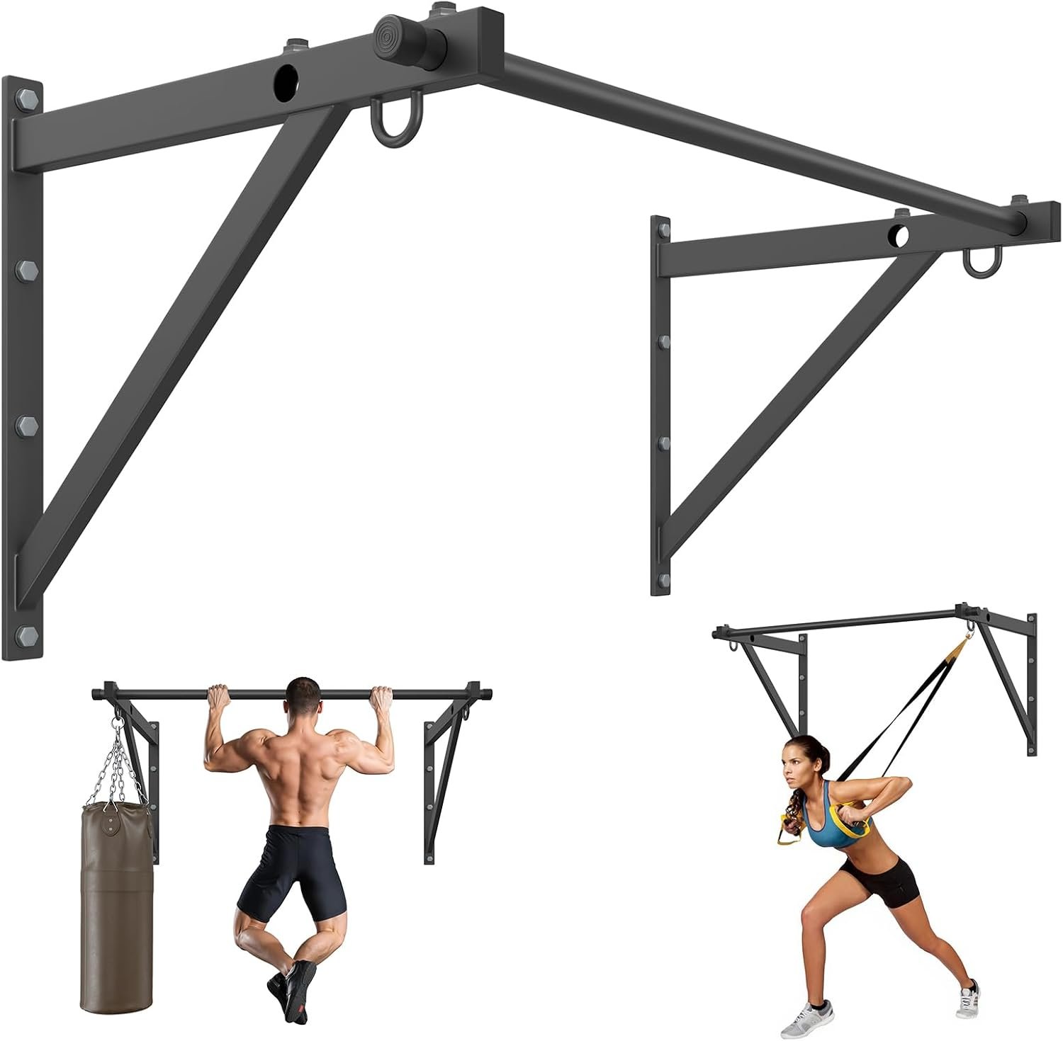 Wall Mounted Pull Up Bar, 51”/36” Chin Up Bar