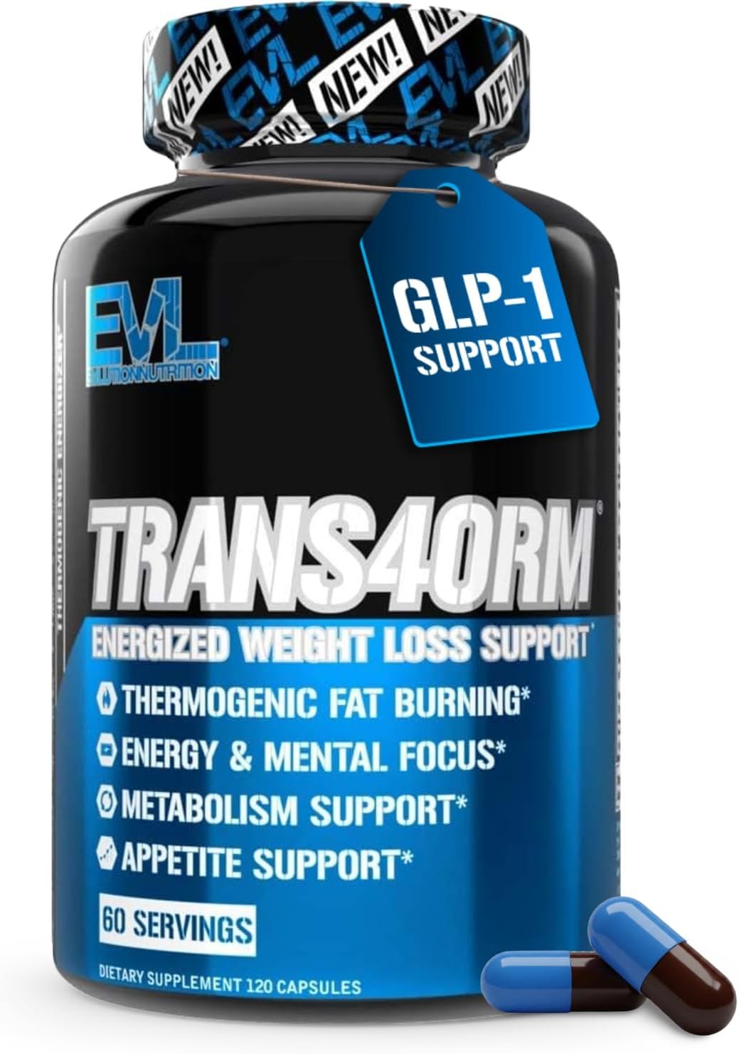 EVL Trans4orm – Thermogenic Fat Burner Support for Men & Women- 60 Servings