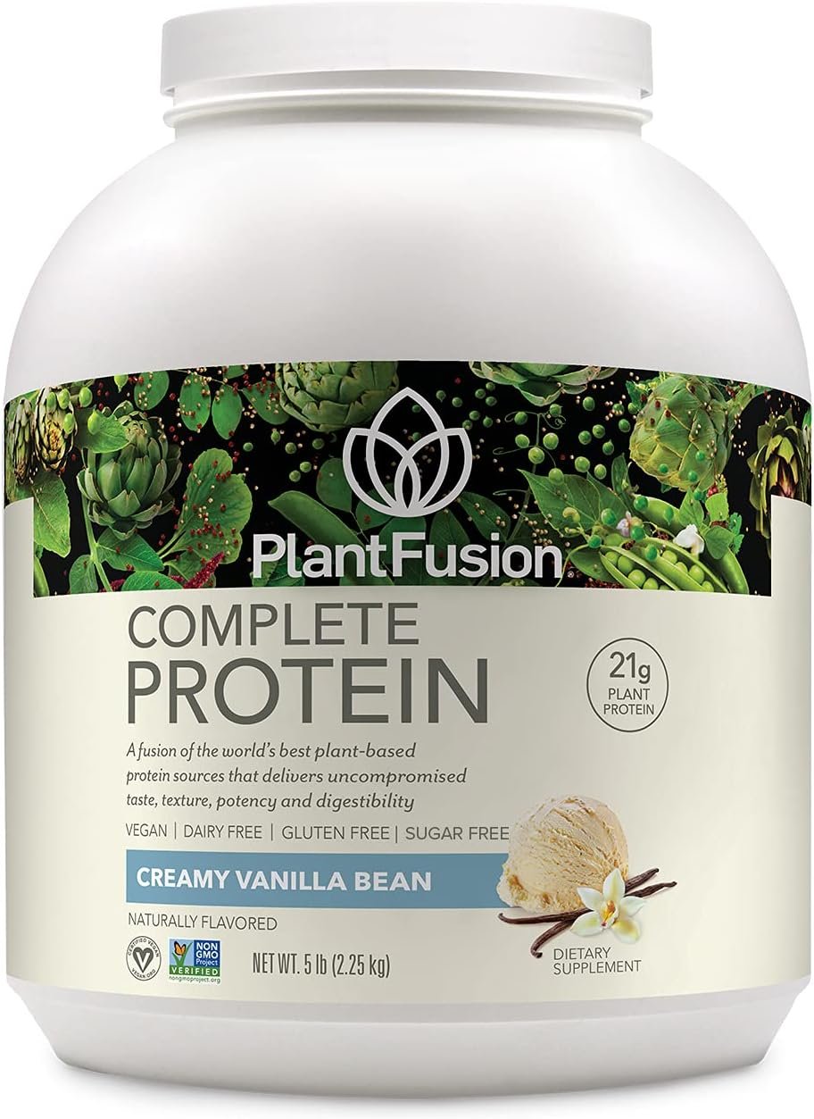 PlantFusion Complete Vegan Protein Powder – Plant Based Protein Powder with BCAAs, Digestive Enzymes and Pea Protein – Keto, Gluten Free, Soy Free, Non-Dairy, No Sugar, Non-GMO – Vanilla Bean 5lb Bulk