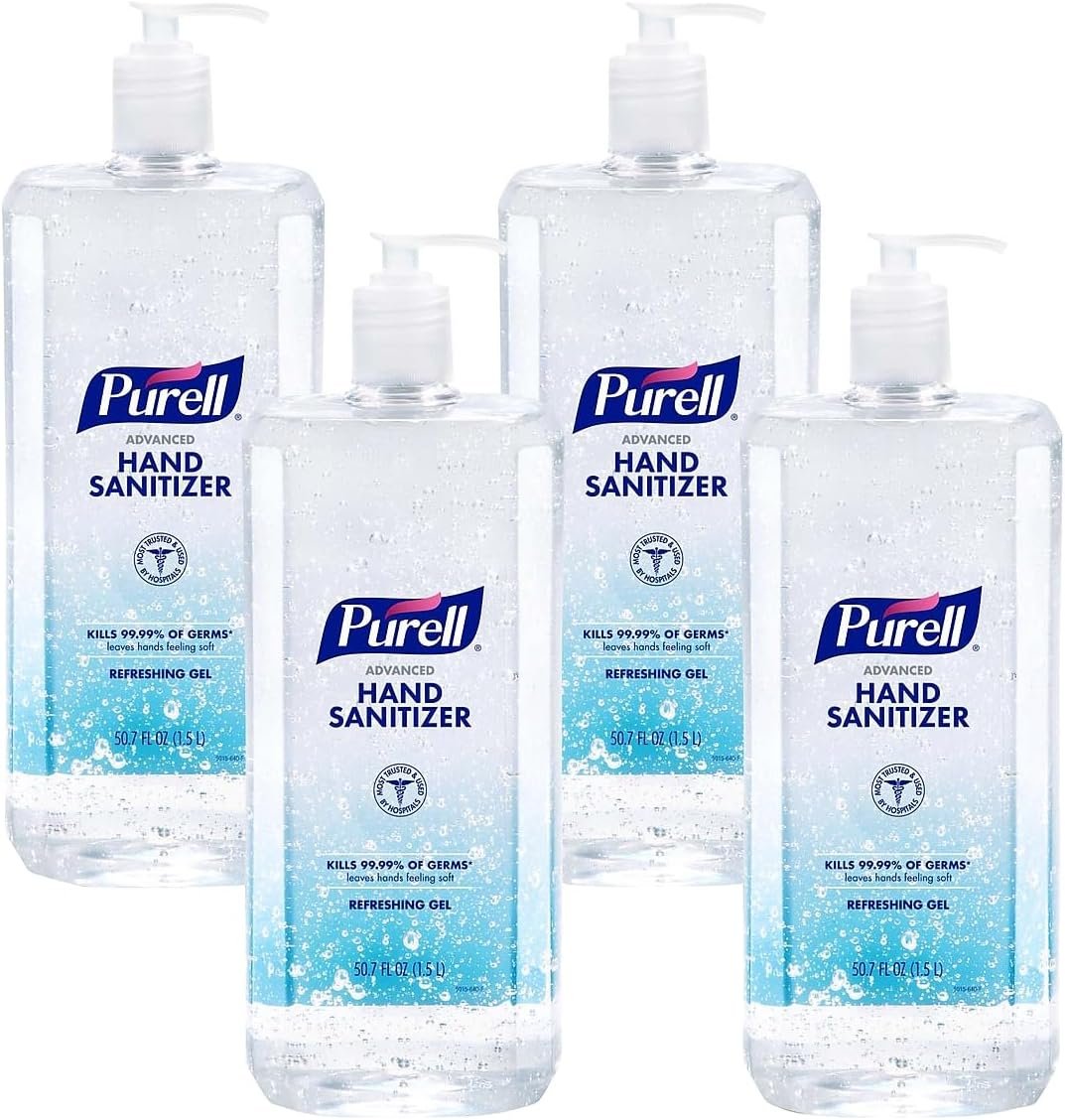 PURELL Advanced Refreshing Gel Hand Sanitizer, Clean Scent, 1.5 L Pump Bottle, 4/Carton