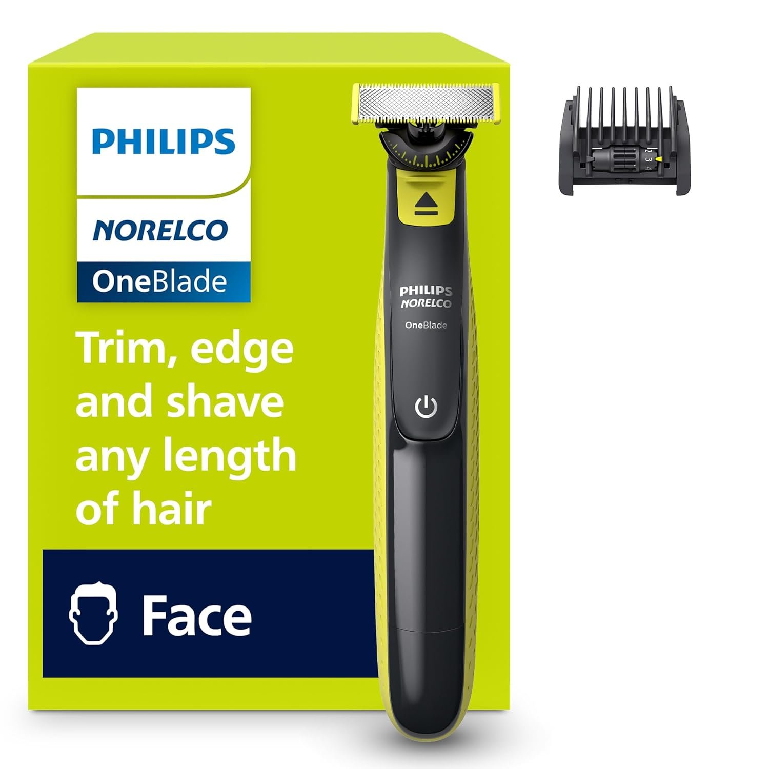 Philips Norelco OneBlade 360 Hybrid Face Trimmer and Shaver, 5 Length Comb