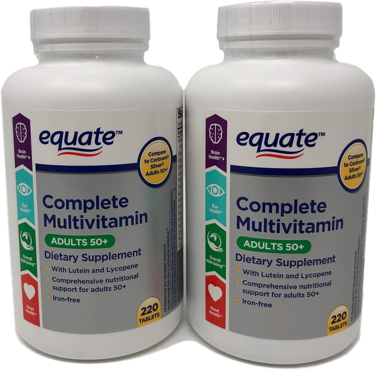 Equate Mature Adult 50+ One Daily Complete Multivitamin Compare to Centrum Silver (220 Ct) ( Pack of Two )