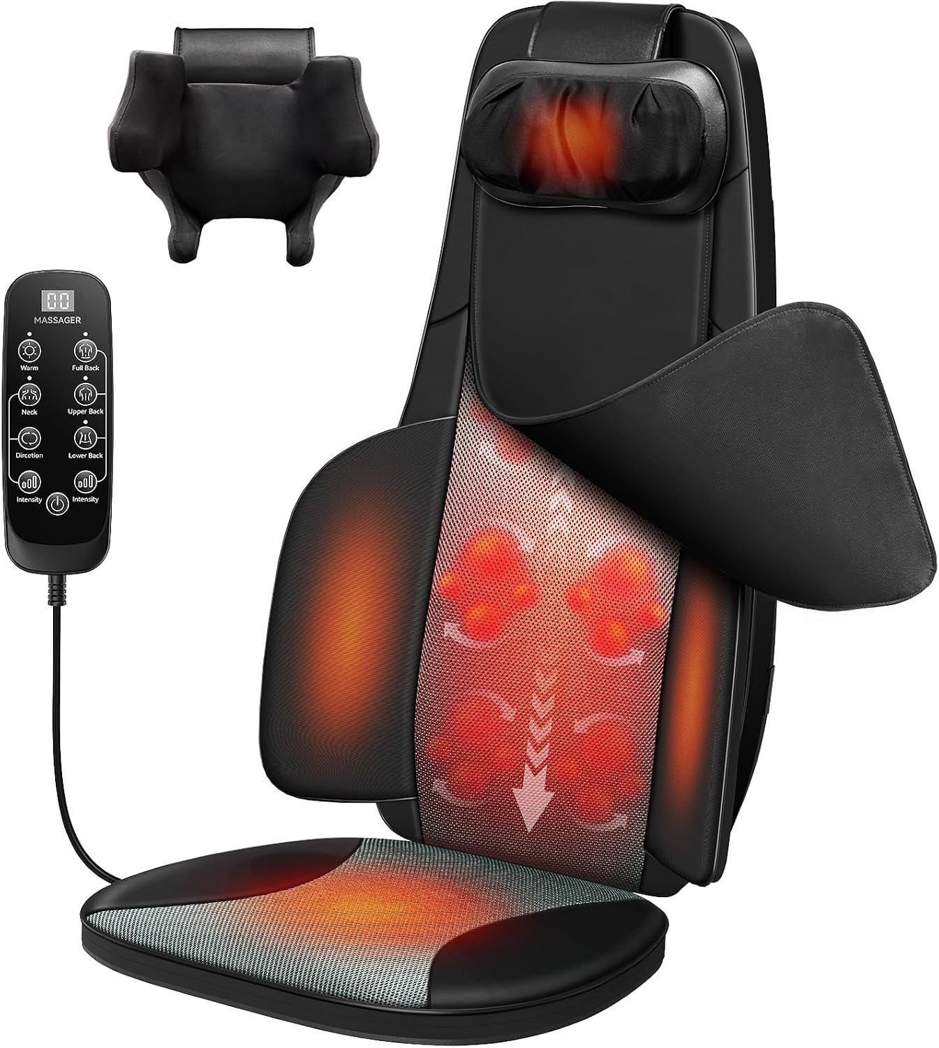 Flekzo Back Massager for Chair with Heat, Shiatsu Massage Chair Pad