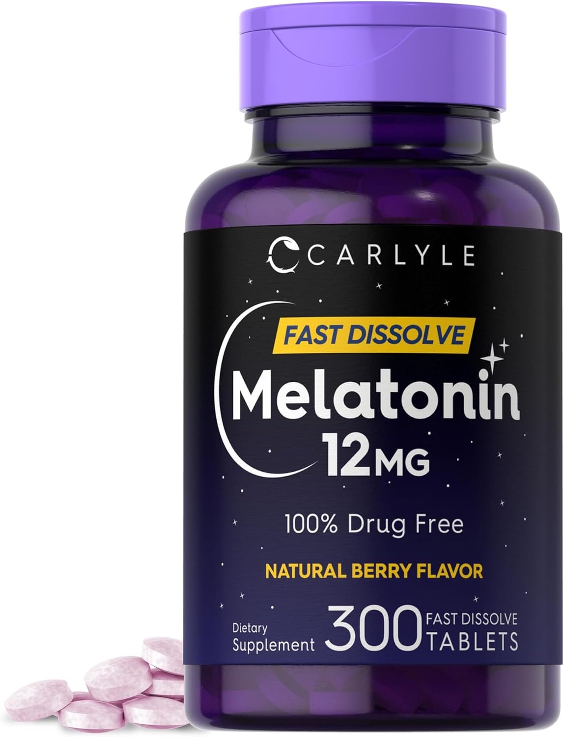 Carlyle Melatonin 12 mg Fast Dissolve 300 Tablets | Drug Free