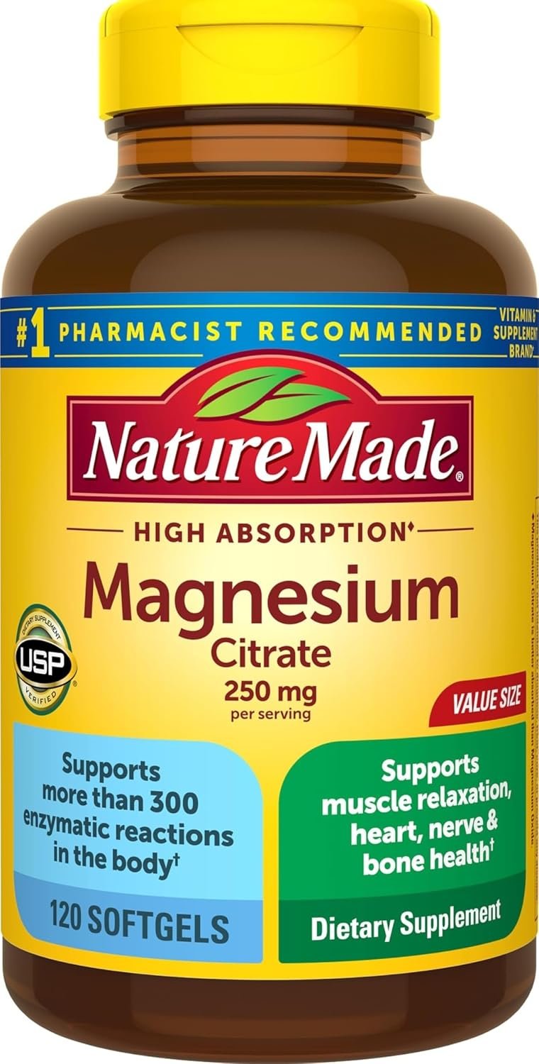 Nature Made Magnesium Citrate 250 mg per Serving, 120 Softgels