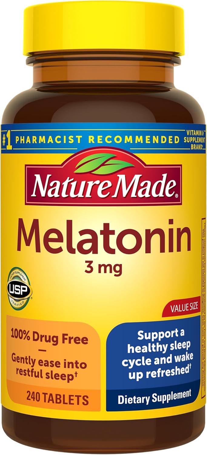 Nature Made Melatonin 3mg Sleep Aids for Adults, 240 Tablets