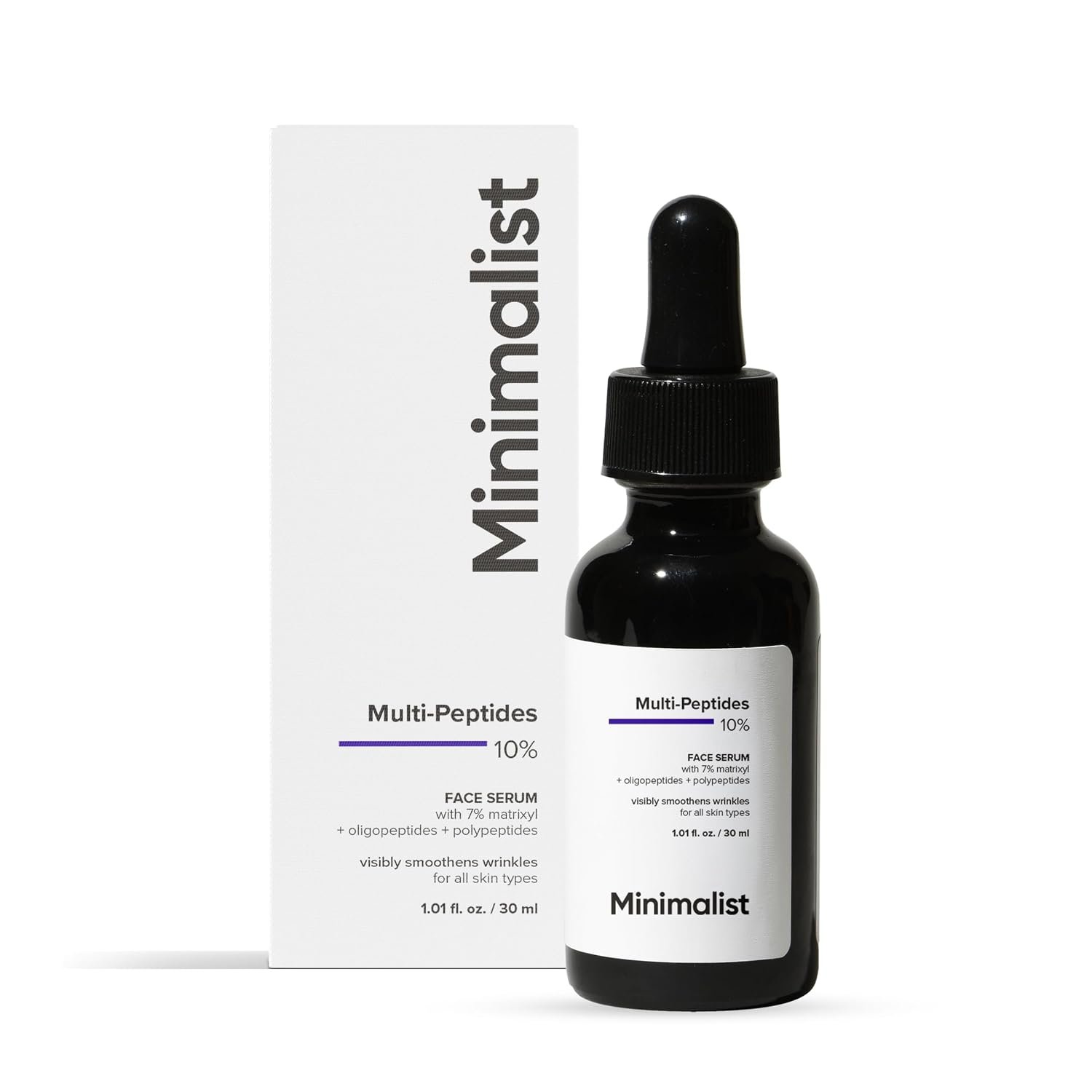 Minimalist Multi Peptide + Hyaluronic Acid Anti Aging Serum for Crow’s Feet, Fine Lines, Wrinkles, Firmness, Elasticity | Matrixyl 3000 & Bio-Placenta | For Women & Men | 1 Fl Oz / 30 ml