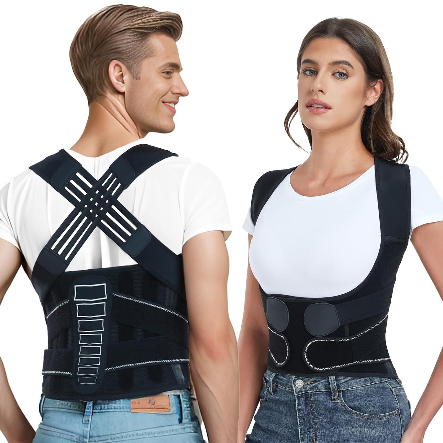 Back Brace Posture Corrector for Women and Men with Spine Vertical Alignment System, Lower Back Pain Relief, Back Straighter Instant Posture Corrector – Scoliosis (Black, X-Large)
