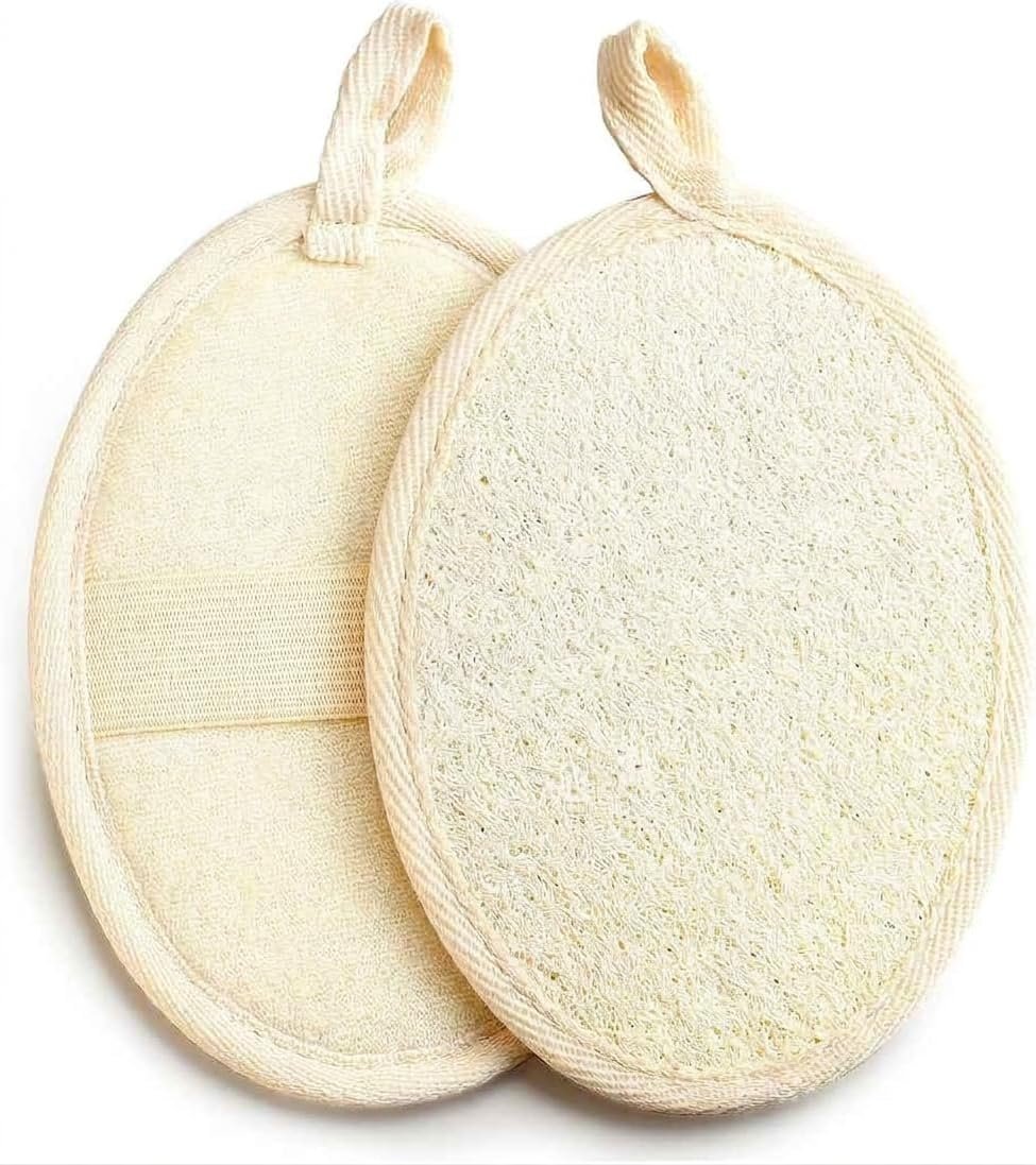 Natural Loofah Sponge Exfoliating Body Scrubber & Face Scrubber,Eco-Friendly Loofah Shower Tool for Men & Women,for Face and Body Skin Care Bath(2 Pack)