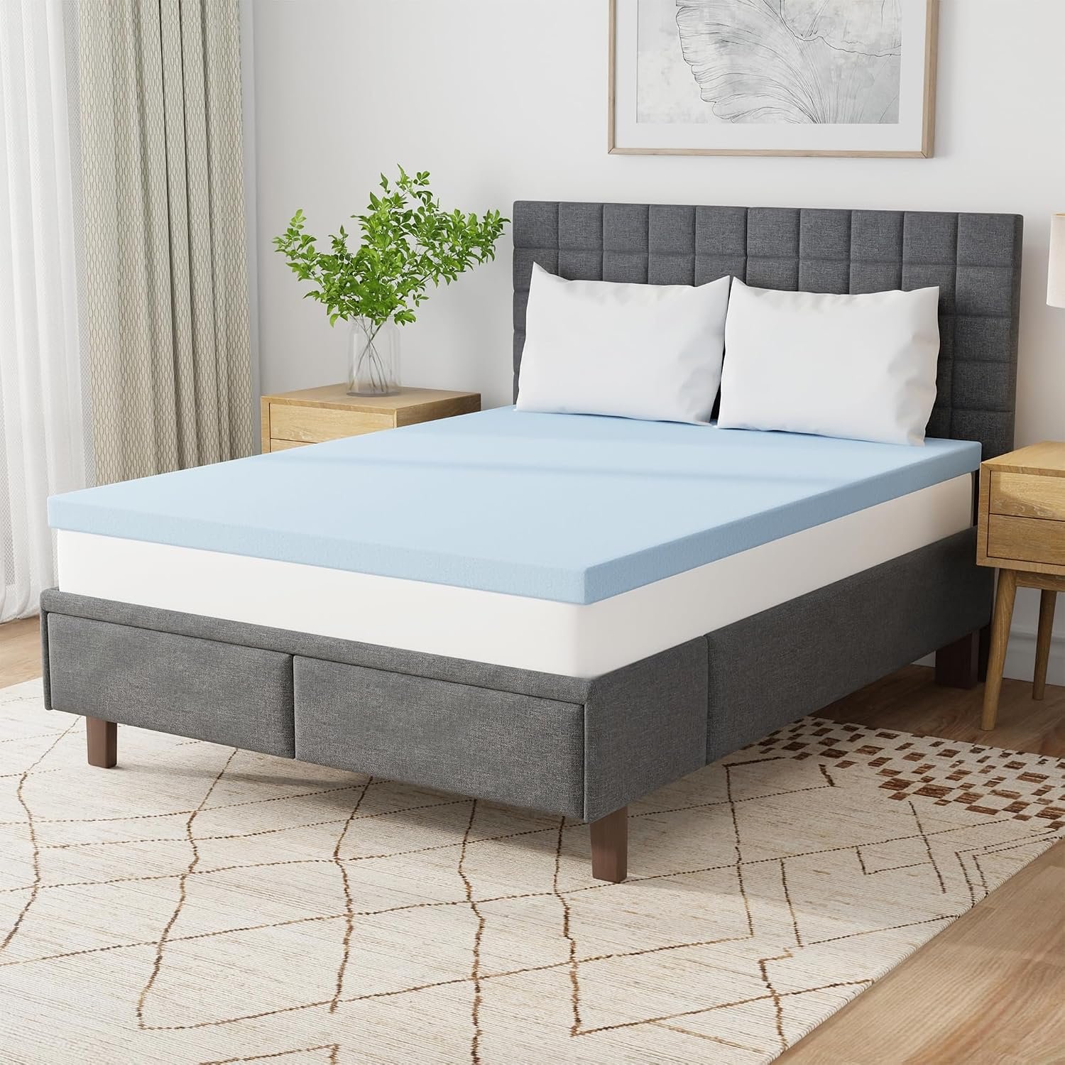 Dormeo SnowTek 2″ Cooling Gel-Infused Memory Foam Mattress Topper for Hot Sleeper Solutions, Breathable with Plush Support for Back and Hip Discomfort, and Better Sleep, Made in USA, King 80x76x2 in