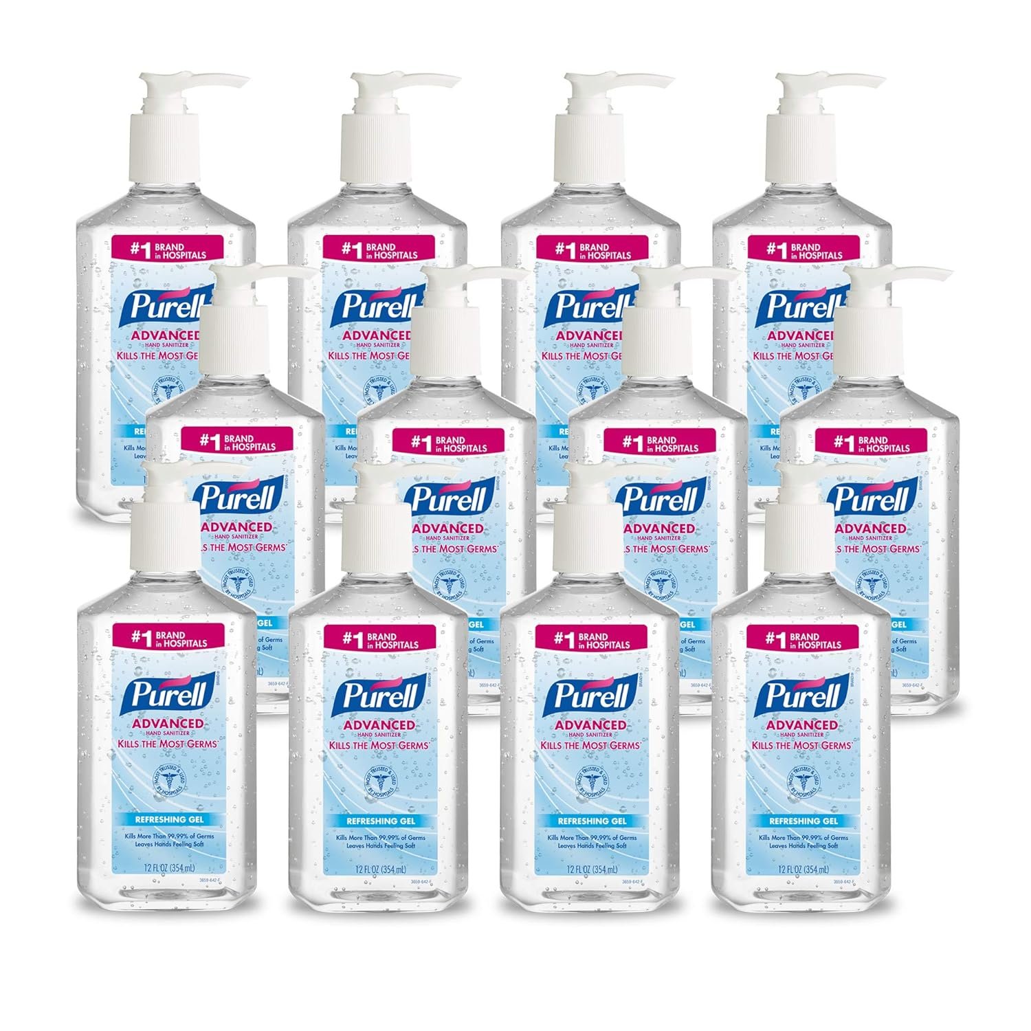 Purell Hand Sanitizer Refreshing Gel Pump Bottle, 12ct x 12 fl oz – 3659-12