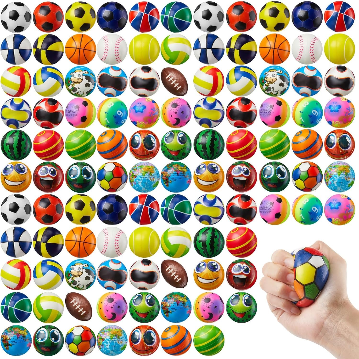 Yunsailing 108 Pcs Mini Sensory Fidget Ball 2.4″ Relief Toys, Lovely