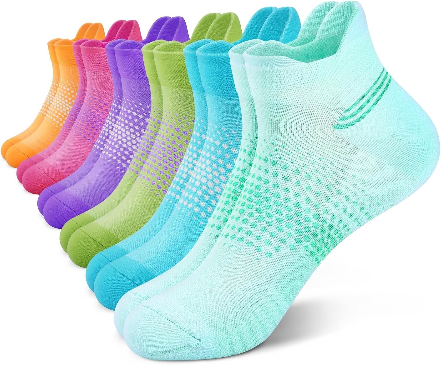 PAPLUS Ankle Compression Socks for Women, 6 Pairs Cushioned Running Socks