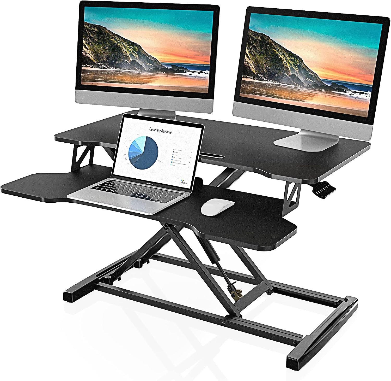 FITUEYES Height Adjustable Standing Desk 32” Wide Sit to Stand Converter