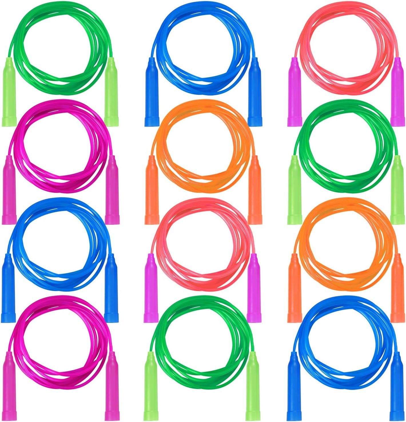 Aneco 12 Pack Kids Jump Rope Set Colorful Outdoor Jump Ropes 7.3 Feet Jumping Ropes for Kids Great Birthday Party Sports Activities Favors Gift