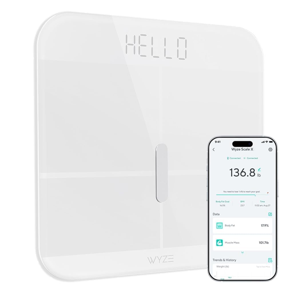 Wyze Smart Scale X Digital Bathroom Scale for Body Weight and Fat(White)