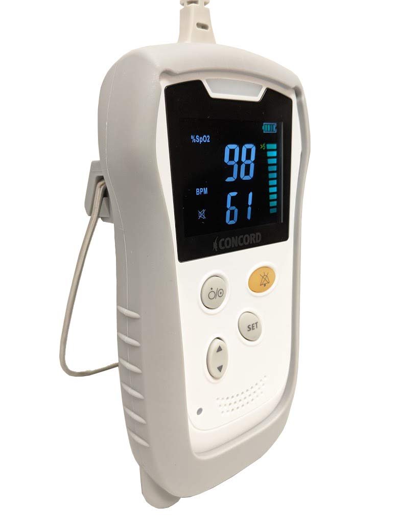 Concord Portable Handheld Pulse Oximeter Monitor with Loud Audible Alarms – Large Color Display for Accurate SpO2 & Pulse Rate – Ideal for Quick Spot-Checks & Continuous Monitoring