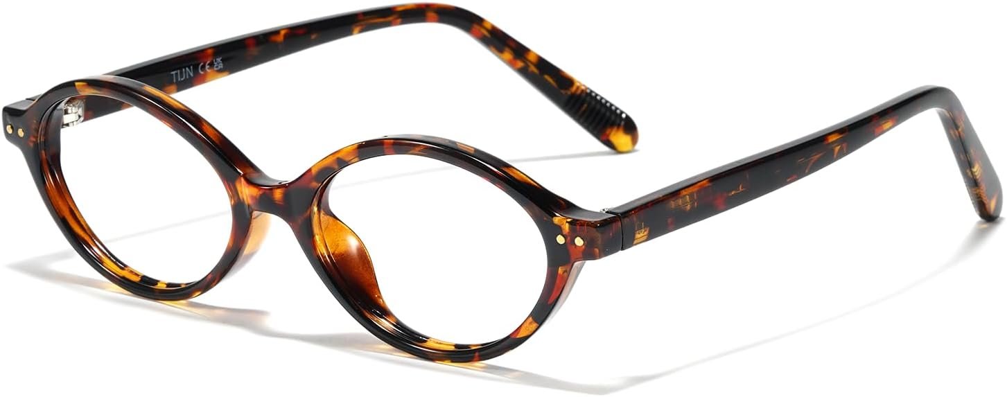 TIJN Olisa Blue Light Blocking Glasses for Women Men,Retro Oval Frame Bluelight Eyeglasses for Gaming Computer Screen Use