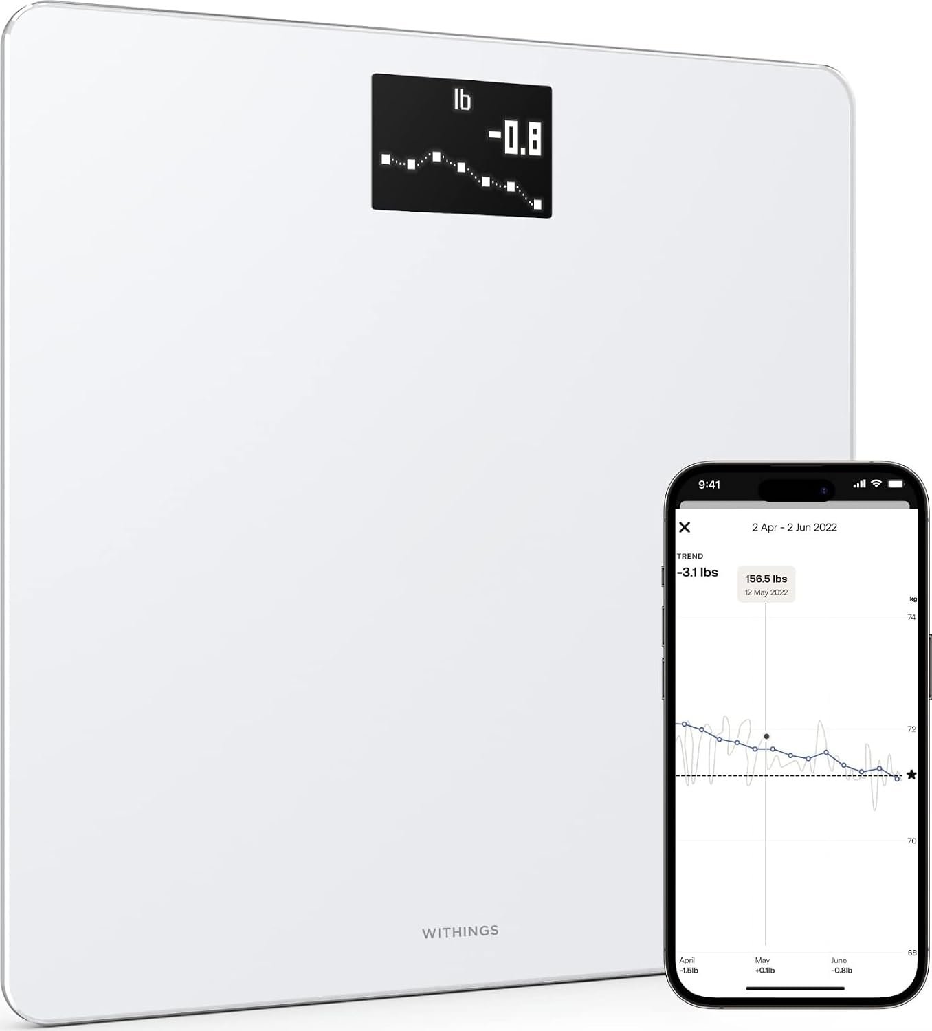 Withings Body – Digital Wi-Fi Smart Scale with Automatic Smartphone App Sync, BMI, Multi-User Friendly, with Pregnancy Tracker & Baby Mode