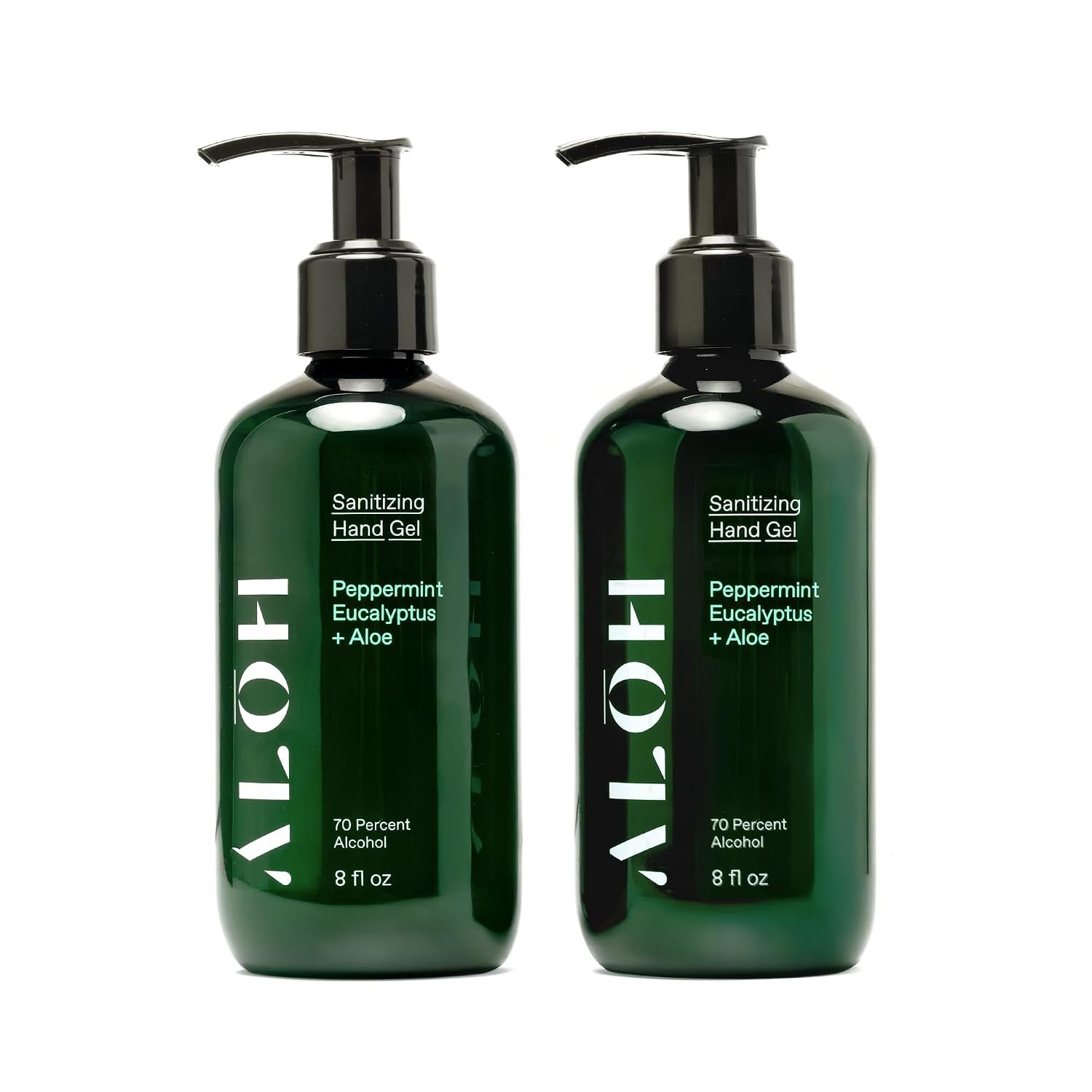 ALŌH Hand Sanitizer Gel 2-Pack, Peppermint Eucalyptus + Aloe, 70% Alcohol