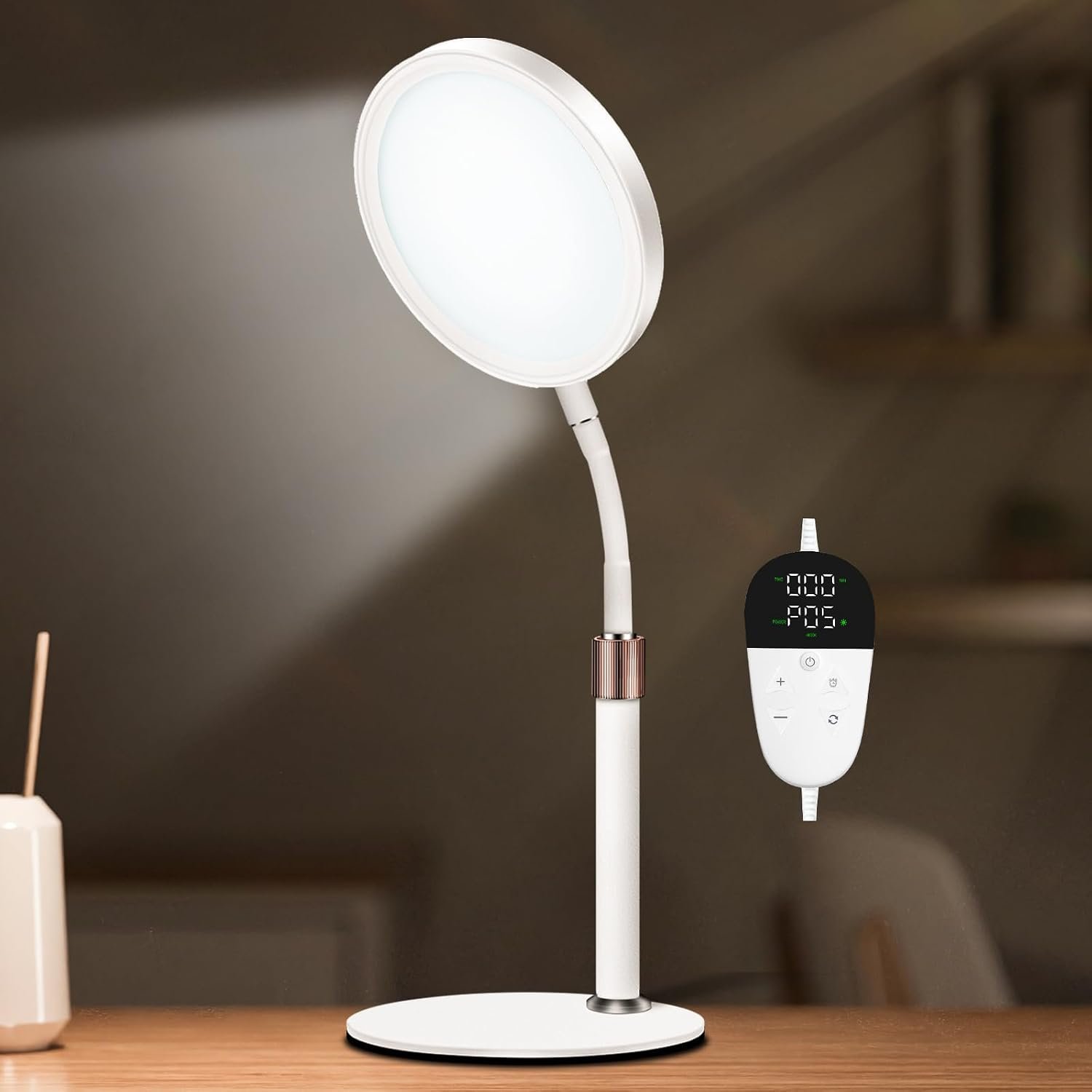 Light Therapy Lamp, UV-Free 10000 Lux Therapy Light with 3 Color Temperature Modes & Adjustable Brightness & Timer, Happy Therapy Lamp for Lift Mood