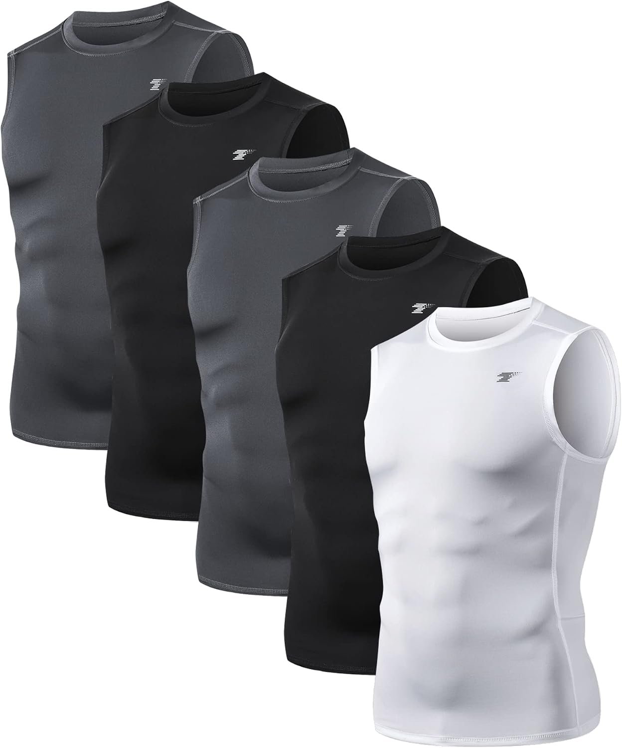 5 Pack Men’s Compression Shirts Sleeveless Workout Tank Top BaseLayer