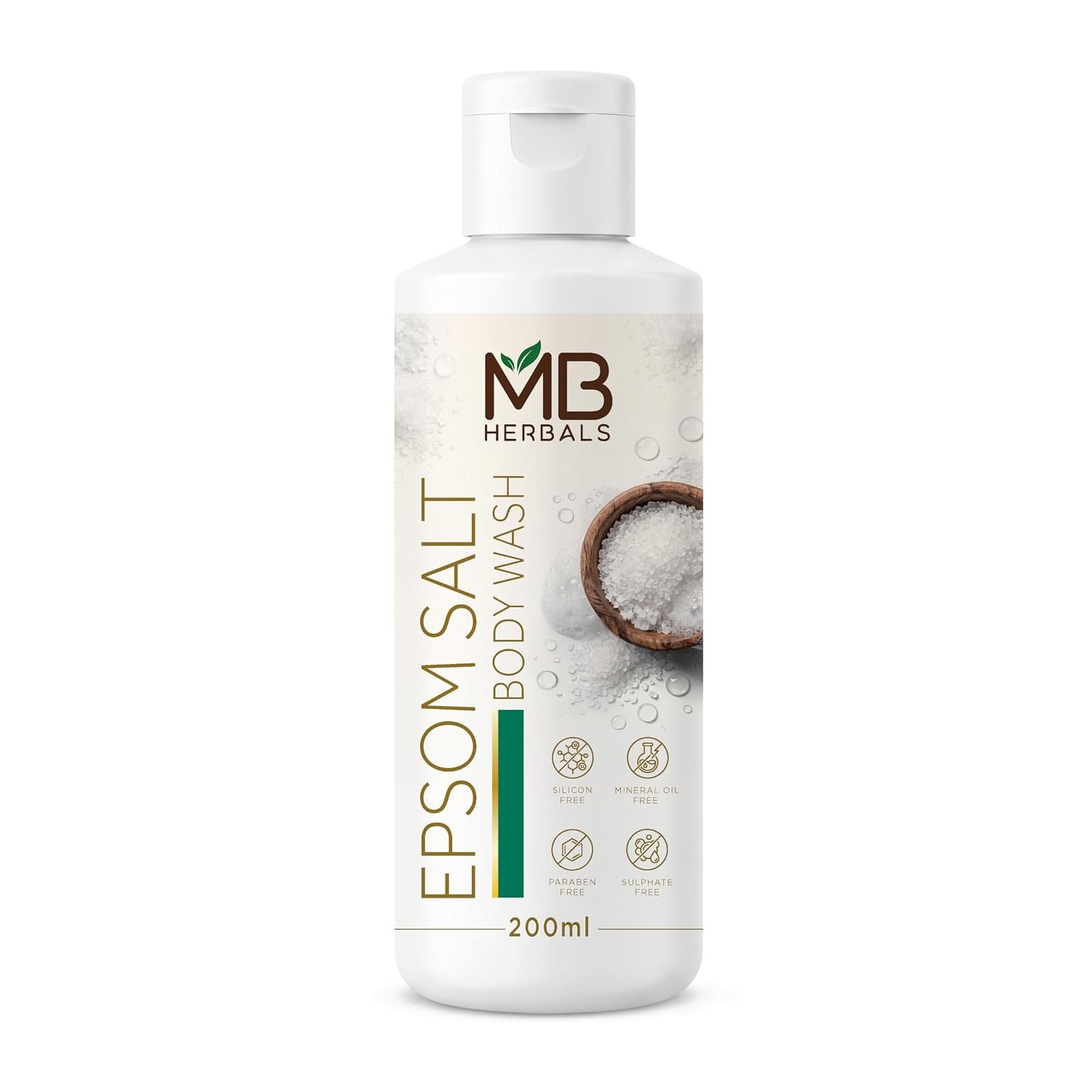 MB Herbals Epsom Salt Body Wash with Aloe Vera Extract, Tea Tree Oil & Lavender Oil, Refreshing Botanical Shower Gel, Silicone-Free, Mineral Oil-Free, Paraben-Free & Sulfate-Free, 6.76 fl oz