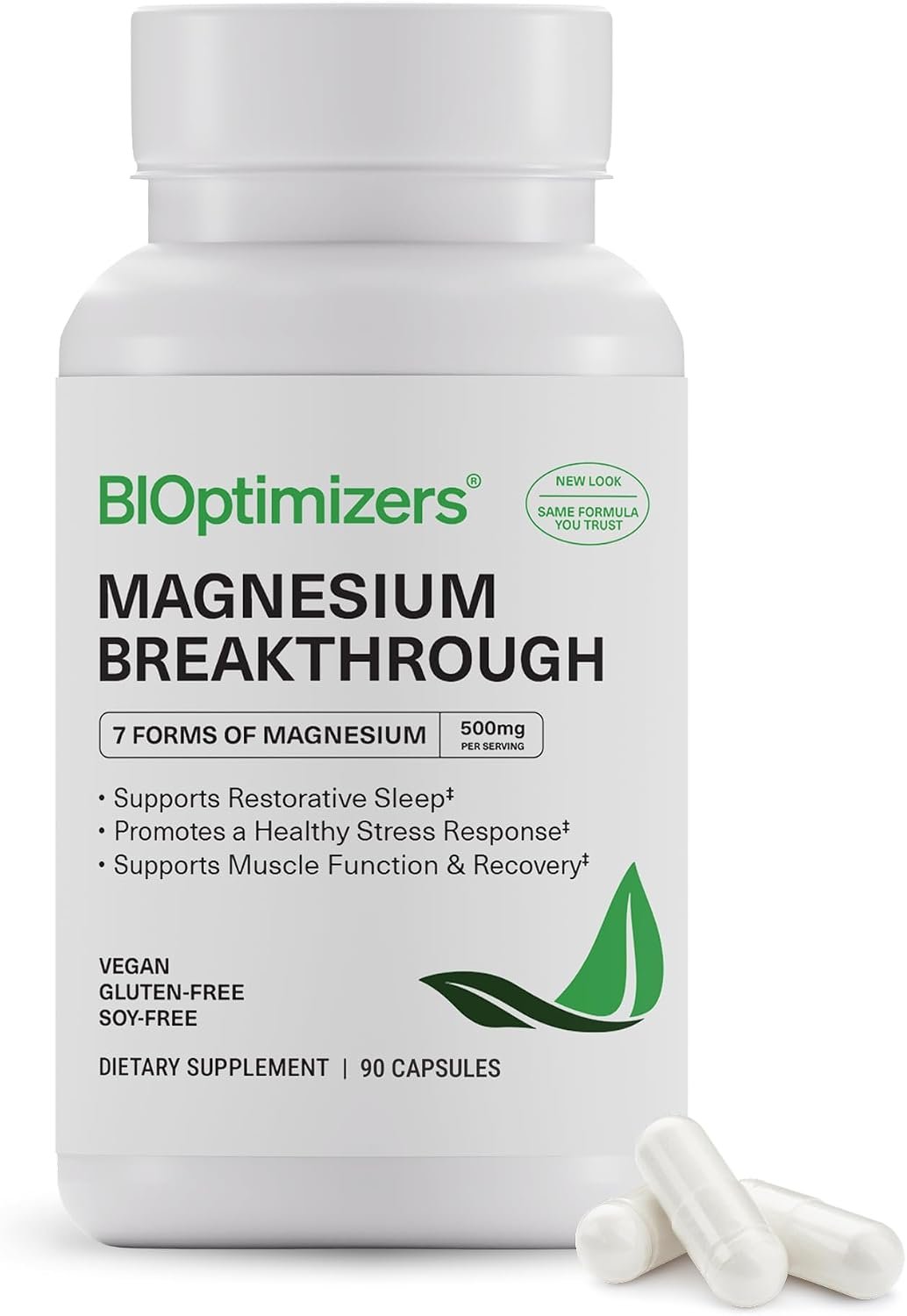 BIOptimizers Magnesium Breakthrough 500mg, 7 Forms of Magnesium 90 Capsules