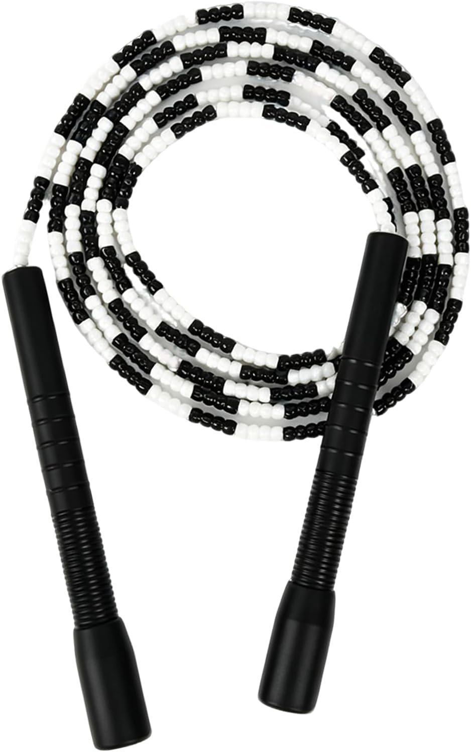 Soft Beaded Black Jump Rope for Kids Beginners, Tangle-Free TPU Beads with Non-Slip Ergonomic Handles, Adjustable Skipping Rope for Rhythm Training, Fitness Workout & Tricks