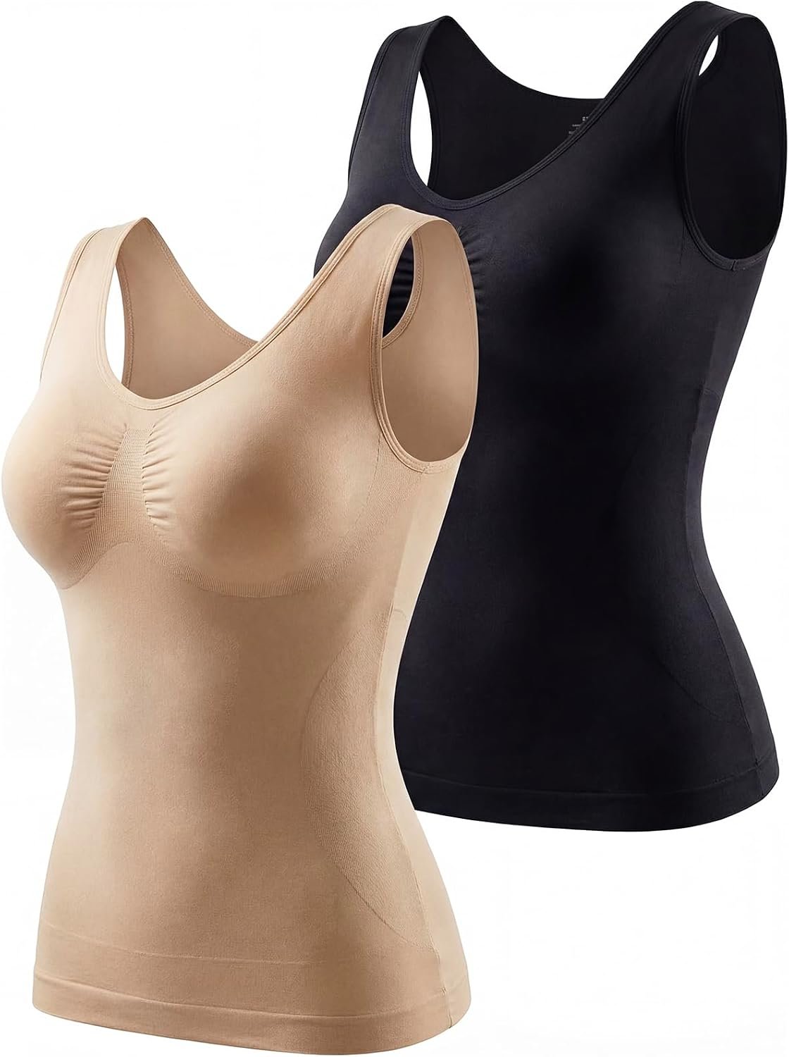 ATTLADY Shapewear Tank Tops for Women-Tummy & Waist Control Compression Camisole | Slimming Seamless V-Neck Body Shaper Vest