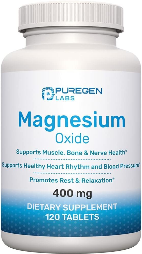 Magnesium 400mg [High Potency] Supplement – Magnesium Oxide for Immune Support, Muscle Recovery, Leg Cramps and Relaxation 120 Tablets